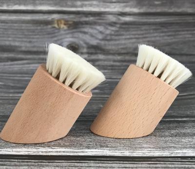 China Wooden Wooden Face Brush Baby Brush Natural Soft Goat Stiffens Hair Brush for sale