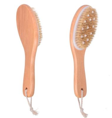 China Wood Curved Wood Natural Body Bristle Massage Brush Back Handle Scrubber Brush With Massage Head for sale