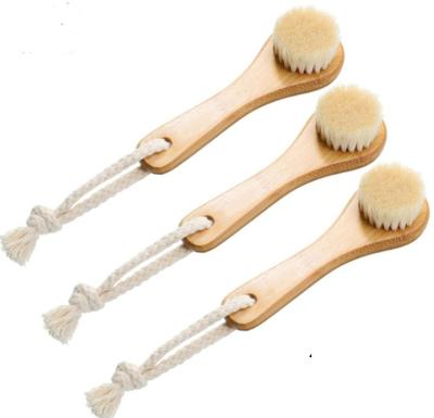 China Wooden natural bamboo handle soft horsehair bristle sweep facial cleansing brush cover to exfoliate, being cut blackhead for sale