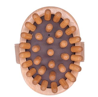 China Natural Wood Wooden Hand Held Cellulite Massage Brush Dry Brush and Lymphatic Drainage Brush Tool for sale