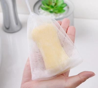 China PE Mesh Foaming Net Soap Sack Bags Soap Saver Pouch Net Bags With Drawstring For Bath And Shower for sale