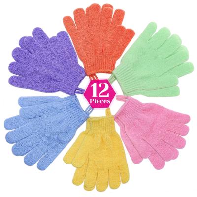 China Nylon Shower Scrub Gloves Bath Loofah Glove with Hanging Loop for Women to Remove Dead Skin for Body Exfoliate for sale