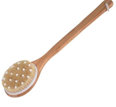 China Wooden Dry Brush Body Brush and Back Scrubber Exfoliating Brush with Massage Nodes, Long Detachable Wooden Handle for sale