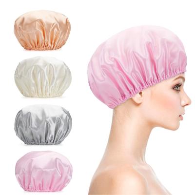 China Sustainable Women Reusable Double Layer Hair Waterproof Hat For Showering, Bathing for sale