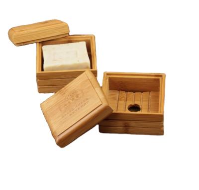 China Handmade Soap Box Vintage Drain Soap Dish Container Tray Holder Storage Soap Rack Wooden Dish Box Bamboo for sale