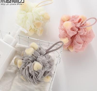 China EXFOLIATE Eco-friendly Exfoliating Mesh Loofah Flower Shower Sponge Loofah Breath for sale