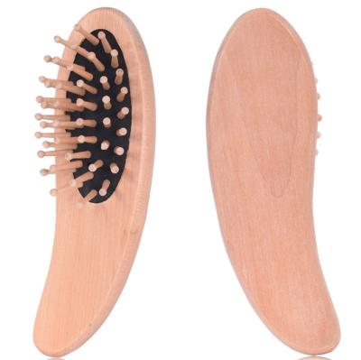 China Salon Hotel Bath Hair Comb Carry On Wooden Mini Hair Brush with Ball Angled Wooden Bristle for sale