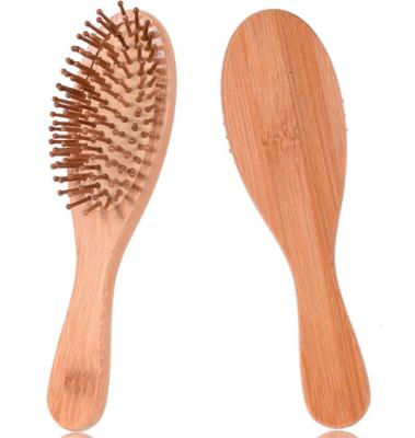 China Wooden Bamboo Paddle Carbon Bristle Hair Brush Paddle With Bamboo Bristle Detangle Massage Scalp For Women Men Kids for sale