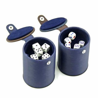 China Promotion KTV Bar Nightclub Game Accessory PU Leather Dice Cup Set With 6 Dot Dices for sale