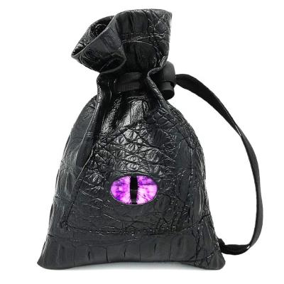 China Eco-friendly Promotion Dragon Dice Bag Drawstring Leather DND Dice Pouch Storage Leather Bag for sale