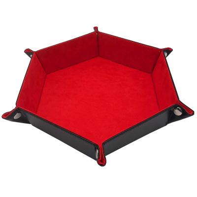 China Modern Foldable Dice Board Game PU Velvet Leather Folding Jewelry Tray for sale