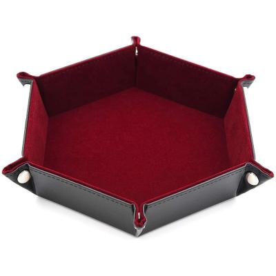 China DND Wholesale Custom Leather Foldable Games PU Storage Tray Game Dice Tray for sale