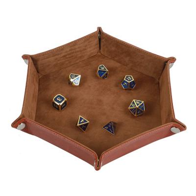 China DND Games Dice Tray Metal Dice Rolling Tray Holder Storage Box for sale