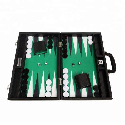 China Newest Style Eco-friendly PU Leather Folding Backgammon Backgammon Controllers Chess Game Set High End for sale