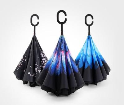 China 2021 Various Design Minimalist Artwork Photo Printing 23 Inch Canopy Double Inverted Umbrella for sale