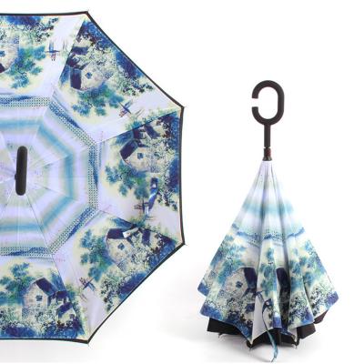 China Minimalist YUBO 23 Inch Smart Reverse Upside Down Double Layer Umbrella With Custom Logo for sale