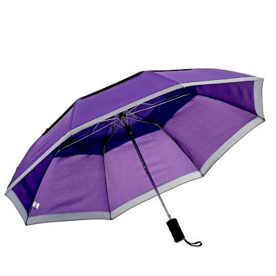 China Classic Minimalist Online Two Fold Auto Open 2 Canopies Umbrella With Reflective Edge for sale