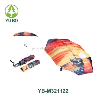 China Oil Painting Sun Rain Parasol Minimalist Contract Three Times Personal Umbrella Girl for sale