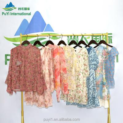 China Fashion New Style /Fit Size Ladies Summer Chiffon Blouse Second Hand Dress Silk Balls 100kg Used Clothes for sale