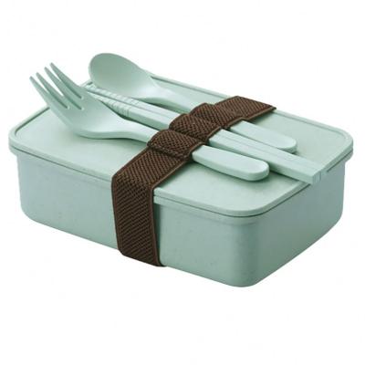 China 600ML Sustainable Biodegradable Portable Bamboo Fiber Bento Lunch Box With Spoon And Fork for sale