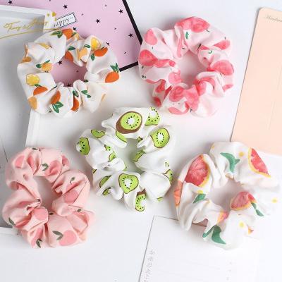 China 2021 spring and summer sweet fruit printing hair scrunchies for girls and women's beautiful cute hair elastic holder T1392 for sale