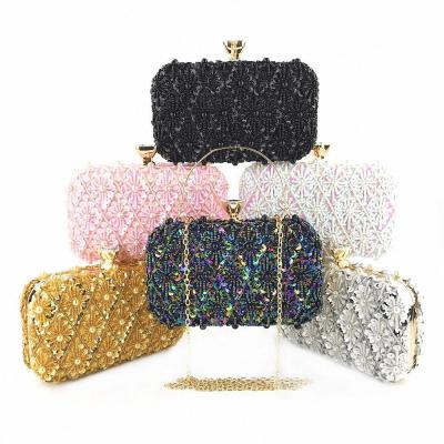 China Fashion Luxury Crystal Beaded Sequin Rhinestone Evening Clutch Bag Handbag Clips Bridal Banquet Bag for sale