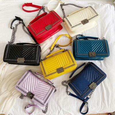 China 2021 the latest leather purse and handbags from the other fashion designer pu leather purse women chain for sale