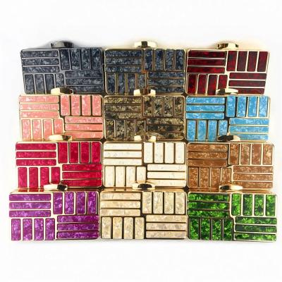 China Portable Vintage Metal Hardware Rectangular Frame Box Acrylic Ladies Evening Clutch Bag For Women for sale