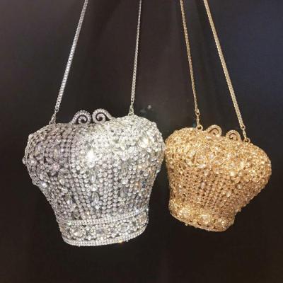 China New designer Bling Glitter Crystal Rhinestone Crown Molding Dinner party Crystal Diamond Clutch Bag Rhinestone Bag Diamond Bag for sale