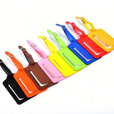 China Promotional PU Handbag Travel Gifts Baggage Custom Label Holder Leather Luggage Tag for sale