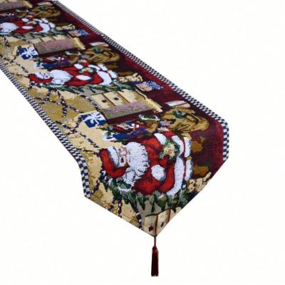 China Santa Claus Table Linen Decorative Christmas Tapestry Dobby for sale