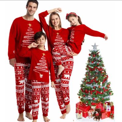 China Breathable Christmas suit. Christmas tree white bear snowflake printing parent-child family home long-sleeved suit pajamas for sale