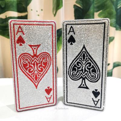 China Durable Crystal Playing Cards Party Purse Rhinestone Clutch Ace Hearts Spades Ace Dinner Bag and Lady's Clutch Bag for sale