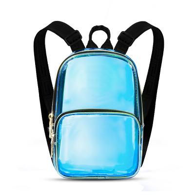 China Fashion gradient hologram color TPU backpack good quality clear clear transparent transparent bagpack PVC small for girl kids for sale