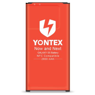 China Mobile Phone YONTEX Brand Replacement Mobile Battery For Samsung Galaxy S5 I9600 SM-900 2800mAh 3.85V With NFC Function for sale