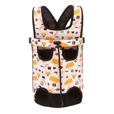 China Wholesale Customized Portable Outdoor Front Chest Travel Bag For Cat Dog Pet Carrier Backpack With Printing Pattern Stripe Adjustable Pet Bag for sale