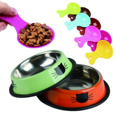 China Small Dog Puppy Feeder and Cat Food Water Bowl Large Stainless Steel Sustainable Feeding Bowls Non Slip Pet Bowl with Scoop for sale