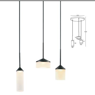 China Residential Italy Acrylic 15w Style Three Different Heads Led Chandeliers Pendant Lights for sale