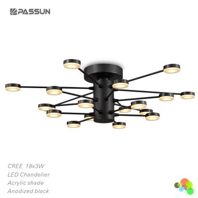 China Unique Art Zhongshan modern aluminum branched modern style led chandelier 54w for sale