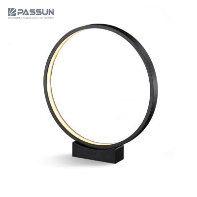 China Single modern aluminum SMD 24W circle ring LED table lamp desk reading lamp and study hotel table lamp for sale