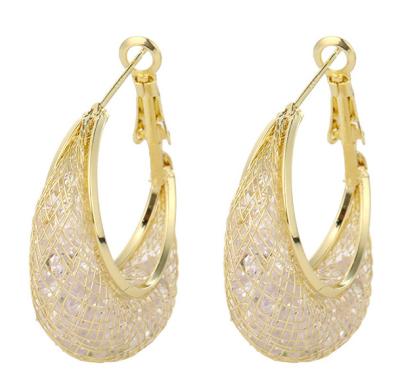 China New CLASSIC Internet Celebrity Mesh Explosive Zircon Earrings Fashionable High End Feeling for sale