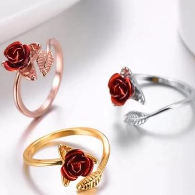 China CLASSIC explosive creative elegant rose opening adjustable ring for sale