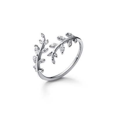 China TRENDY Silver Branch Bud Ring Do Not Wither Branches And Leaves Open Ring Jewelry for sale