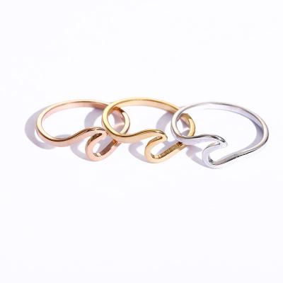 China FASHIONABLE Wave Titanium Steel Big Herringbone Ring Small First Ring Jewelry Female for sale