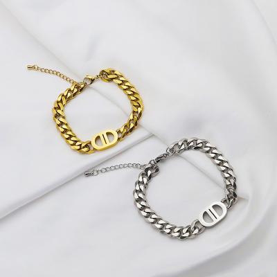 China Double D INS Bracelet Stainless Steel Titanium Steel Casual/Sporting Cuban Chain for sale