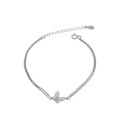 China FASHIONABLE Silver Double Butterfly Bracelet S925 Hand With Elegant Women's Bracelet Accessories for sale