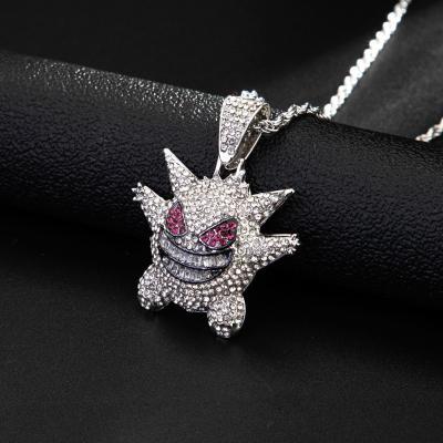 China Geng's UNISEX Monster Diamond Hip Hop Necklace Ghost Sweater Chain Pendant European and American cartoon anime small for sale