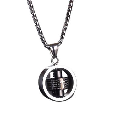 China Men's hip hop fashionable titanium steel cross rotating necklace for sale