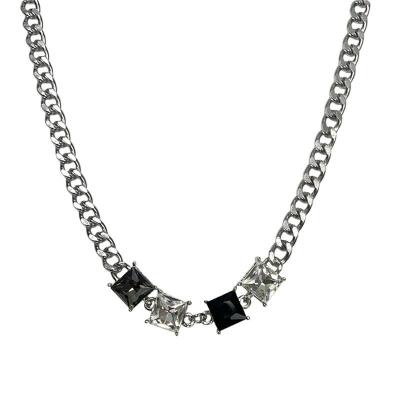 China Casual/Sports Square Clavicle Chain Ins Crystal Hip-Hop Necklace for sale