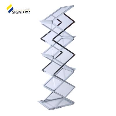 China A4 Or A3 Size Acrylic Material Metal Brochure Holder Floor Stand for sale